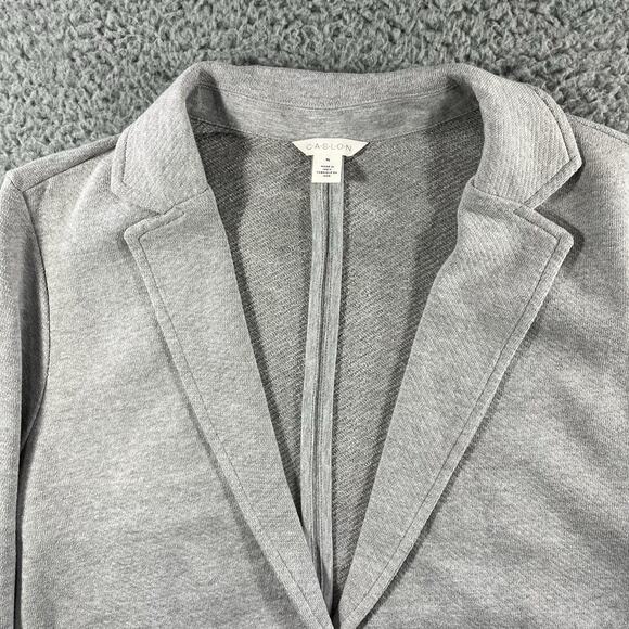 Caslon Relaxed Knit Blazer Womens XL Grey Cardigan Button Long Sleeve Cotton NWT - Picture 3 of 10